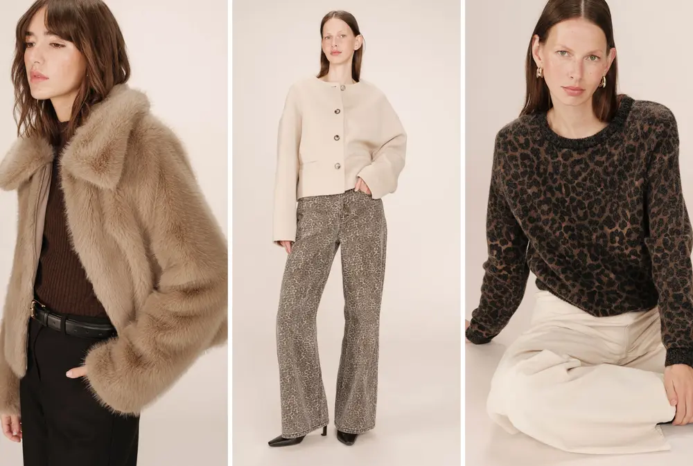 Tres looks de la colección Grace & Mila en tonos neutros